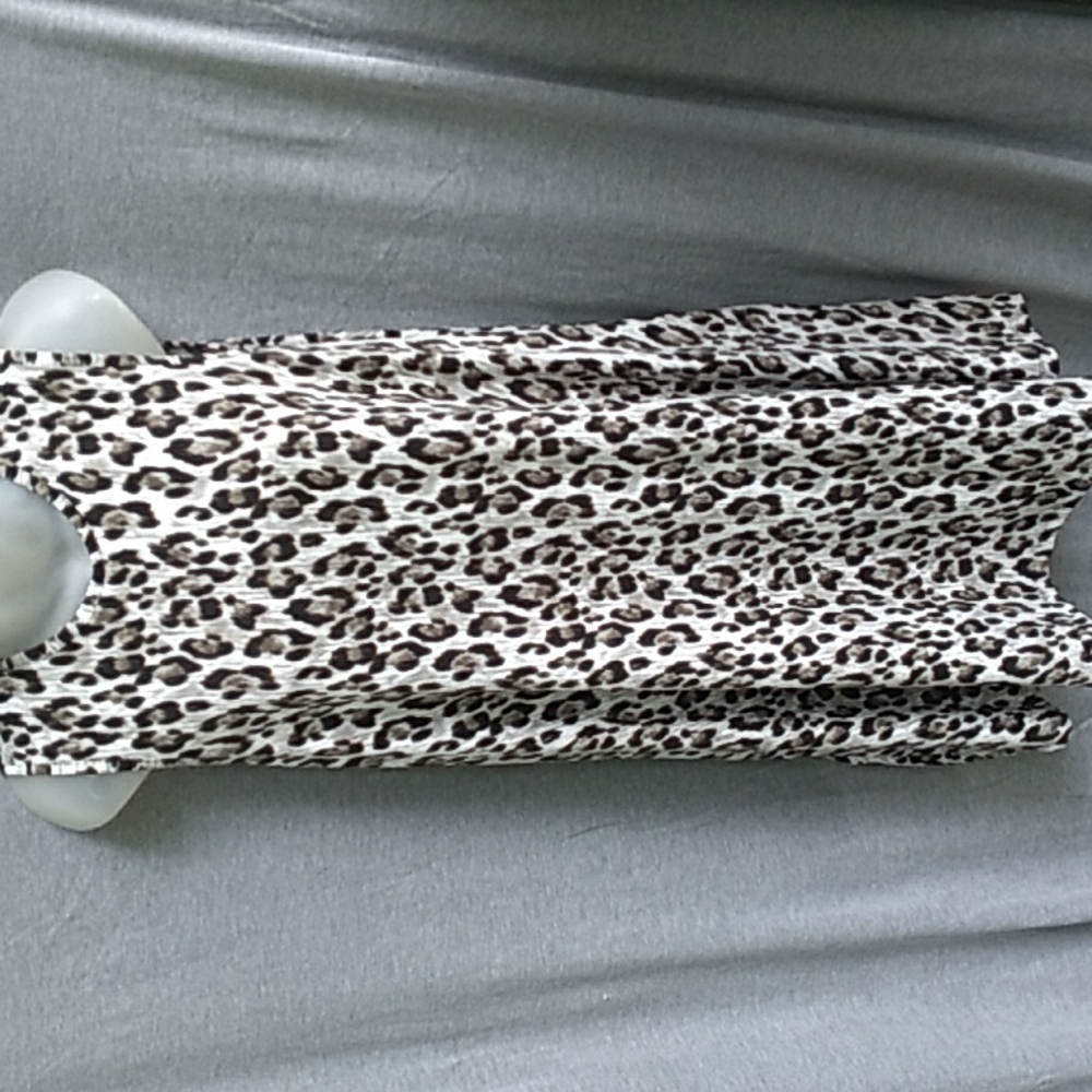 TAHARI Sleeveless Tank DRESS Sz S Black Gray Leopard Print A-line Swing 🖤🌼🖤